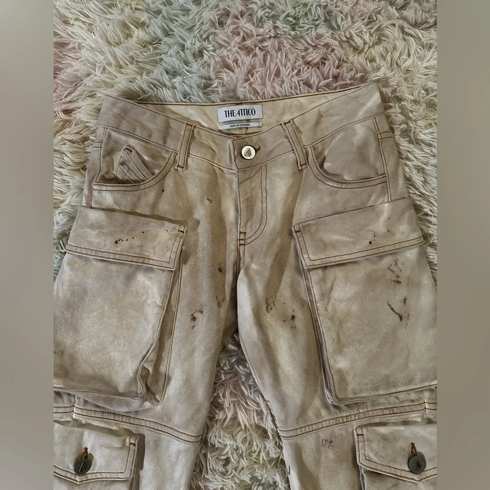 New The Attico Essie Mid-Rise Cargo Jeans Size 24